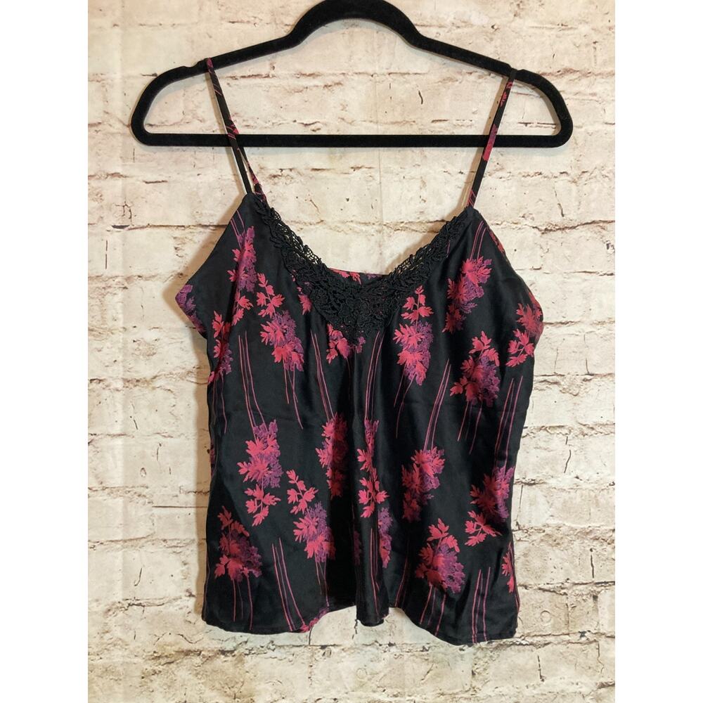 Silkscreen Silk Babydoll Top Womens 6 Dark Romantic Florals Fairy Y2K Cami